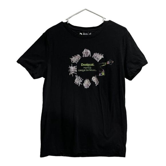 Desigual Inspired by Cirque Du Soleil Short Sleeve Tee Shirt Black ? Sz Fun - Picture 1 of 9